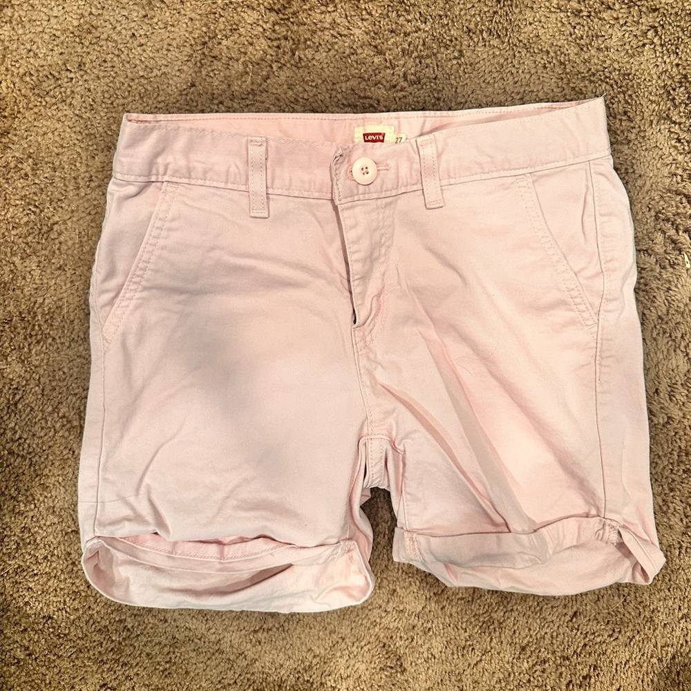 Pink denim shorts